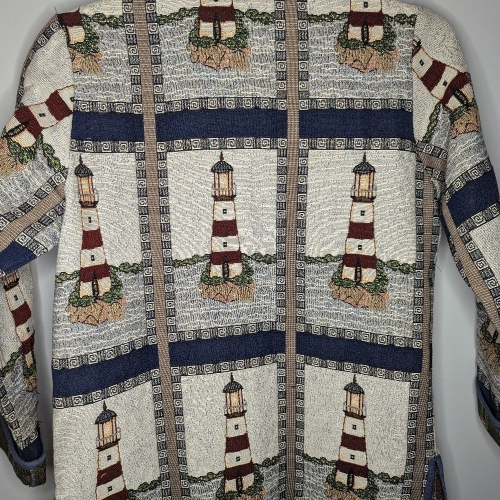 Vintage Blair Lighthouse Coastal Grandmacore jacket coat size woman's small - Picture 2 of 9
